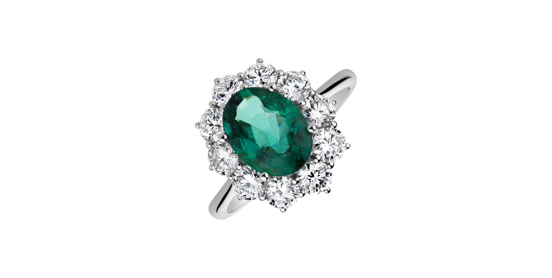 Diamond ring with Emerald Princess Joy