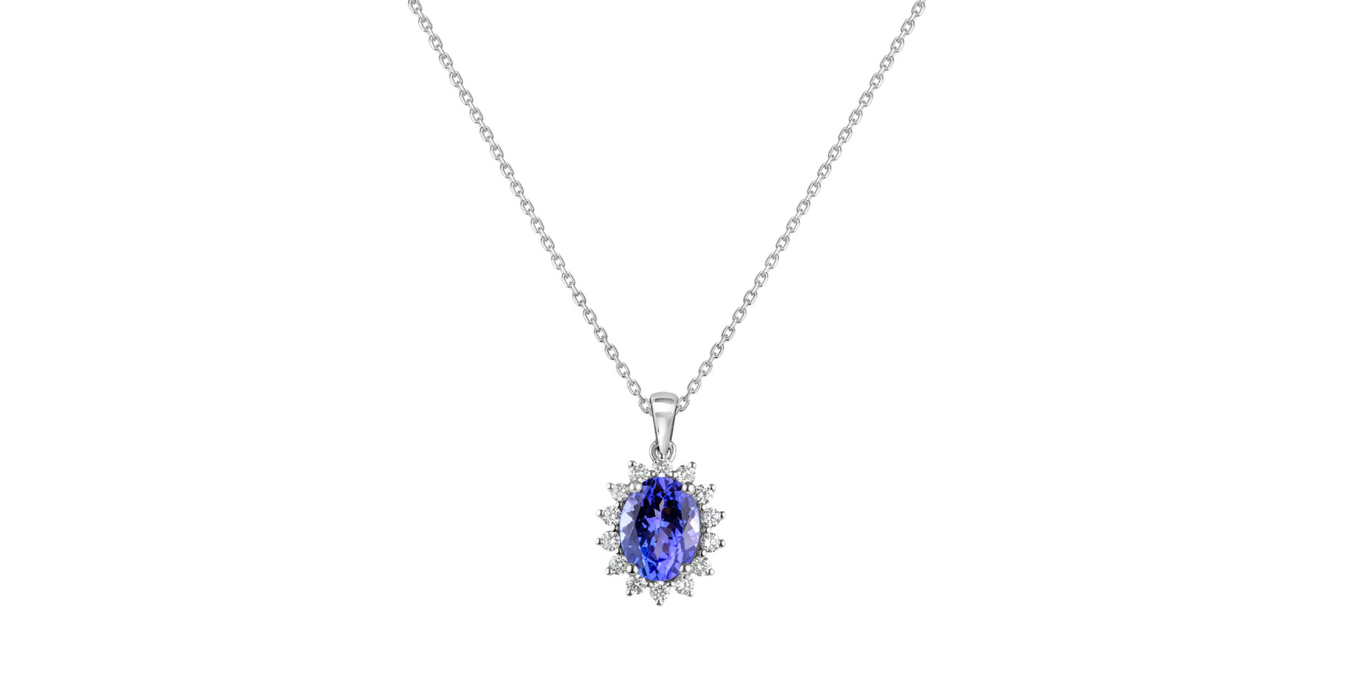 Diamond pendant with Tanzanite Princess Sparkle
