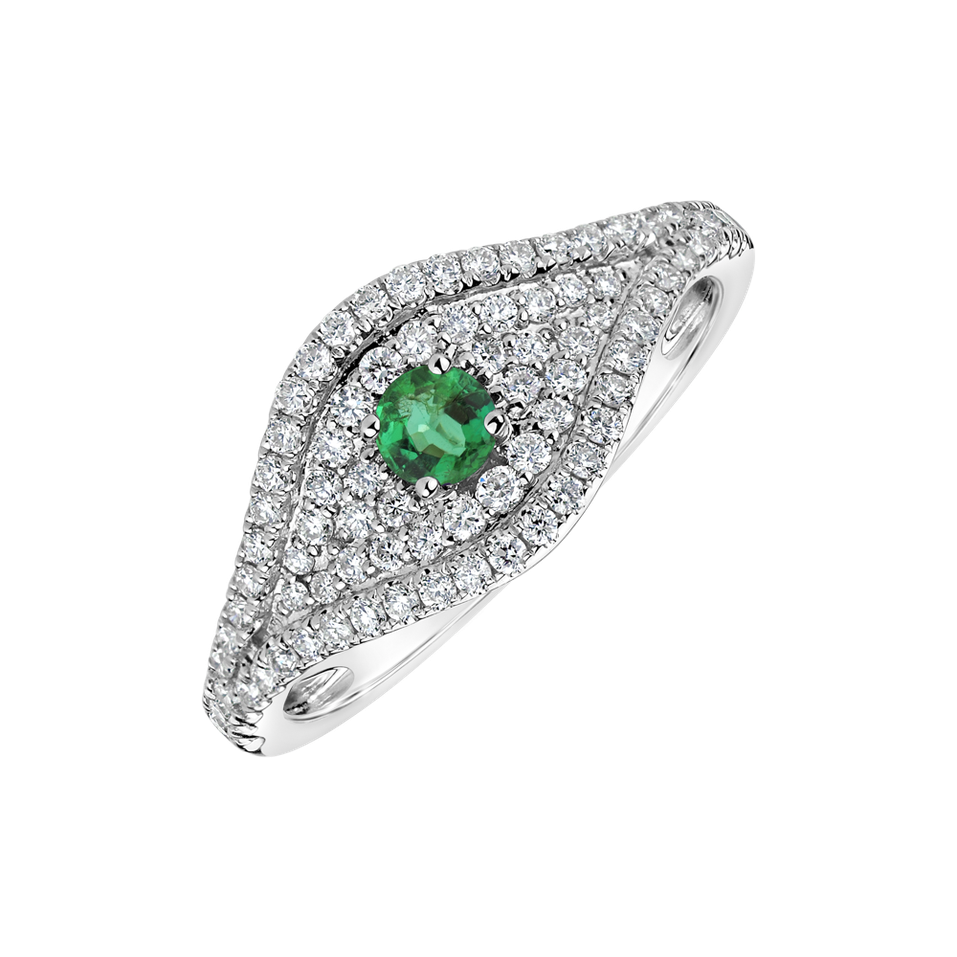Diamond ring with Emerald Bright Vision