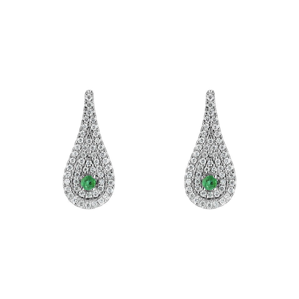 Diamond earrings with Emerald Tears of Joy