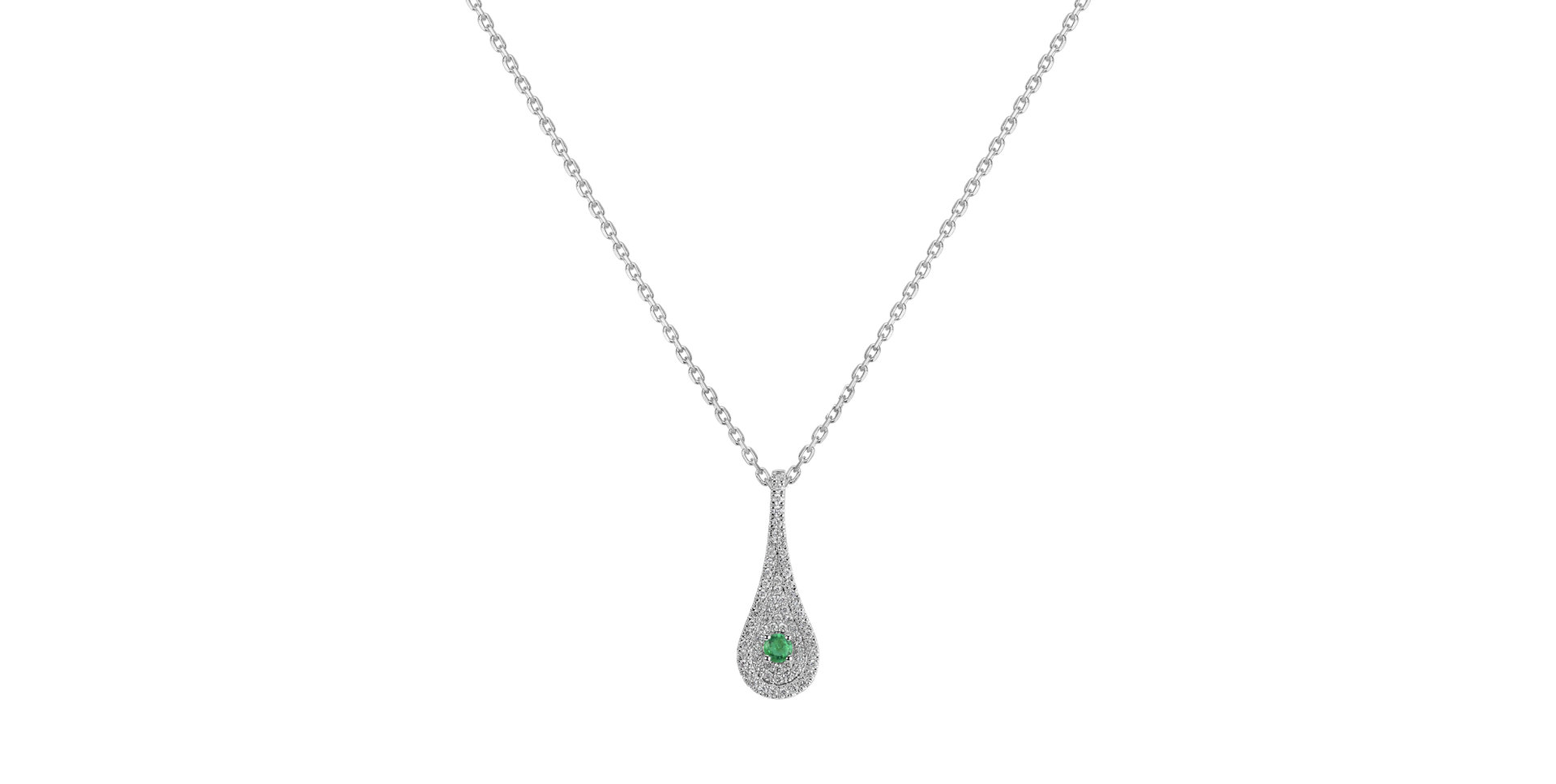 Diamond pendant with Emerald Classy Drop
