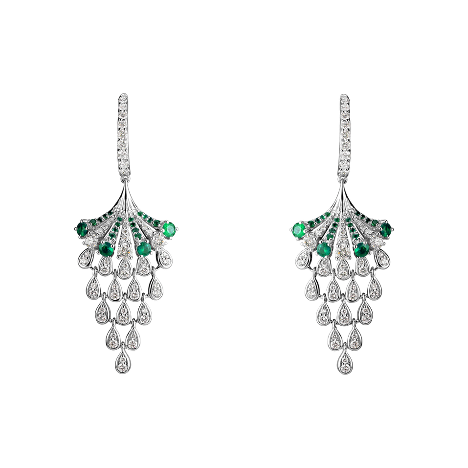 Diamond earrings and Emerald Royal Mesh