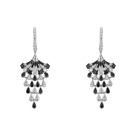 Earrings with black and white diamonds Royal Mesh