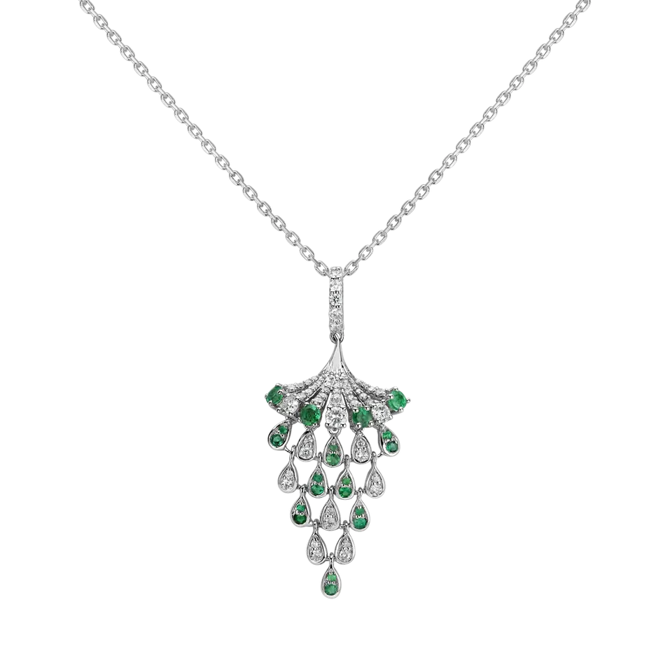 Diamond pendant with Emerald Royal Mesh