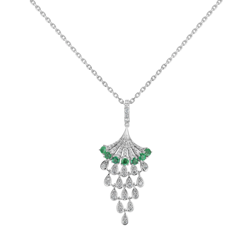 Diamond pendant with Emerald Royal Mesh