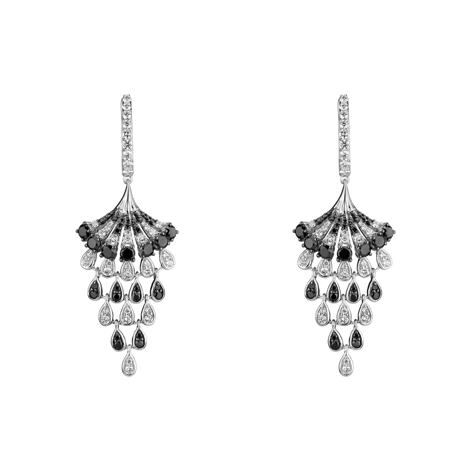 Earrings with black and white diamonds Royal Mesh