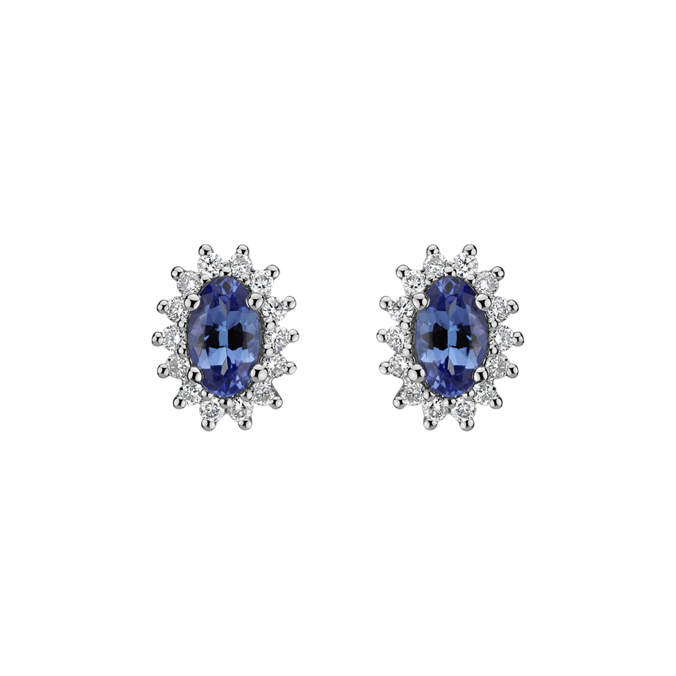 Diamond earrings with Tanzanite Princess Sparkle