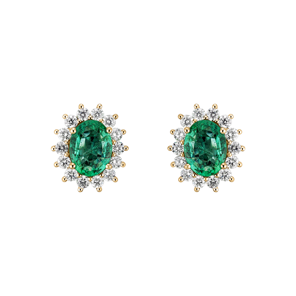 Diamond earrings with Emerald Princess