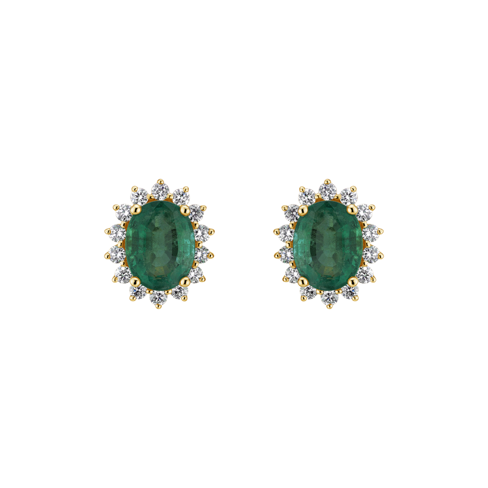 Diamond earrings with Emerald Princess