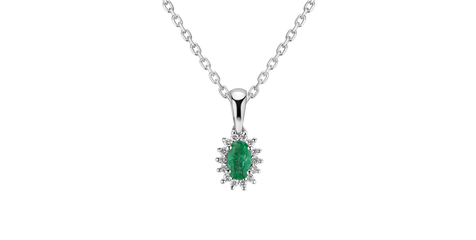Diamond pendant with Emerald Princess