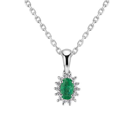 Diamond pendant with Emerald Princess
