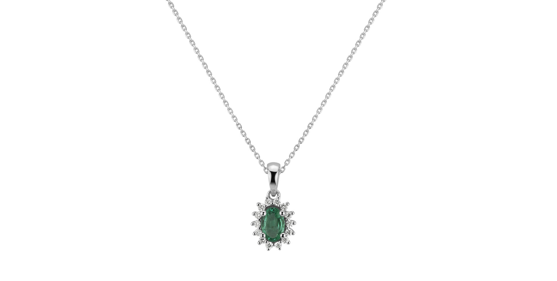 Diamond pendant with Emerald Princess