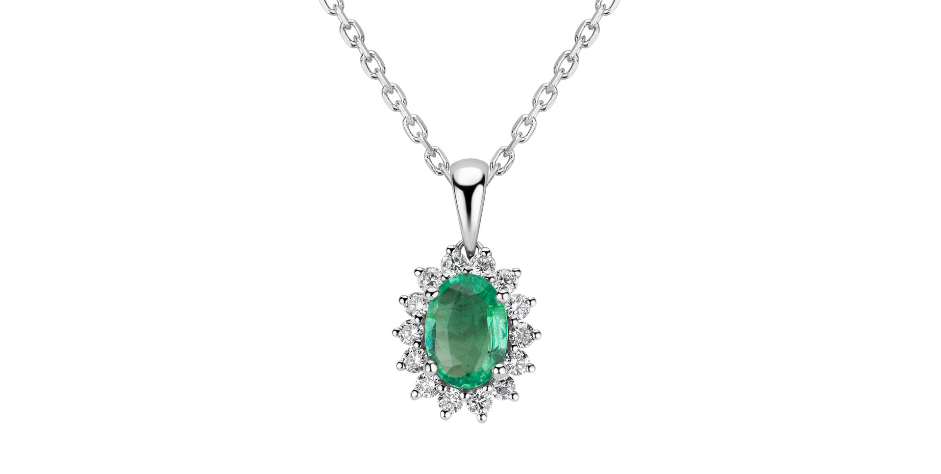 Diamond pendant with Emerald Princess