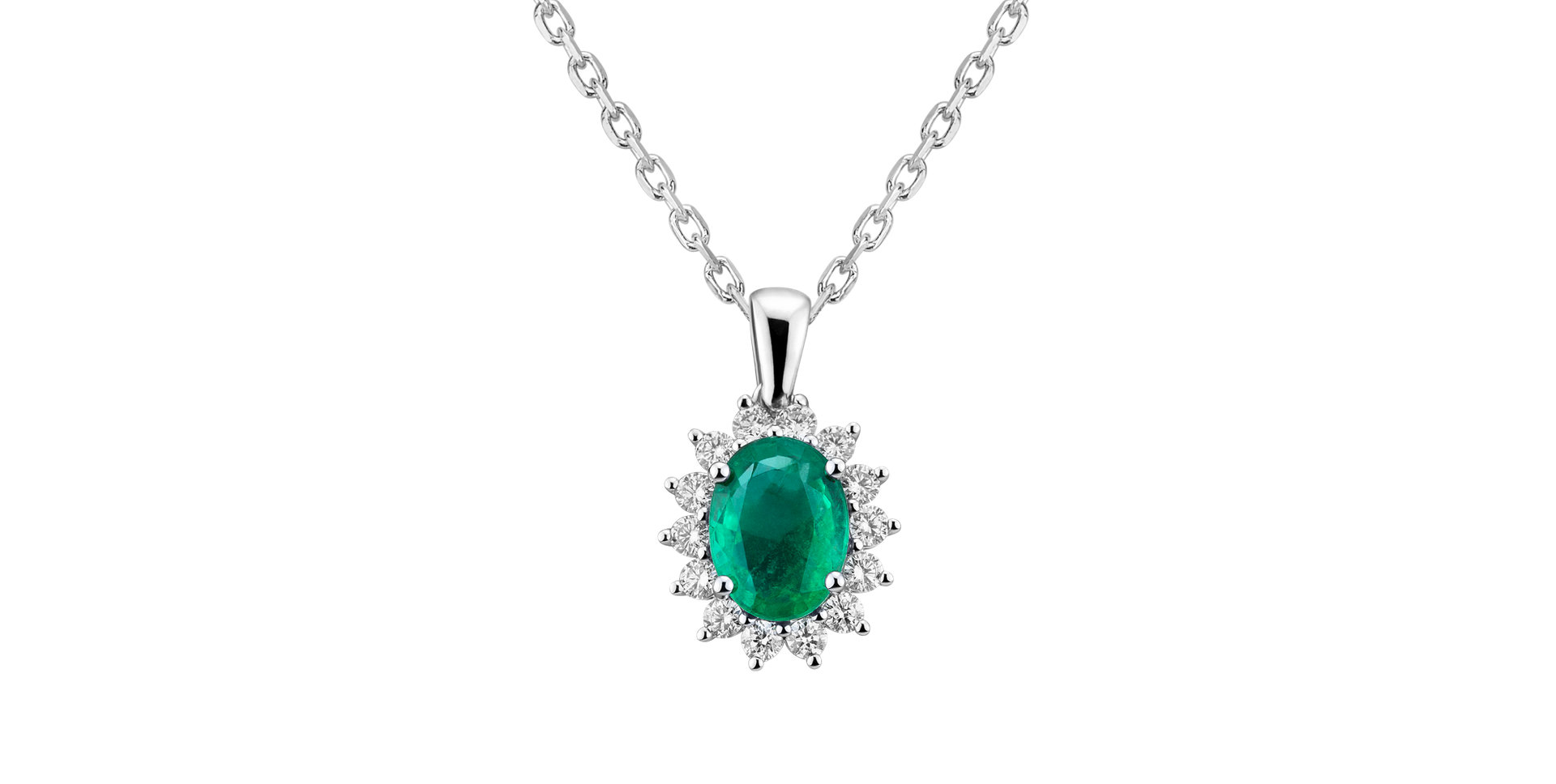 Diamond pendant with Emerald Princess