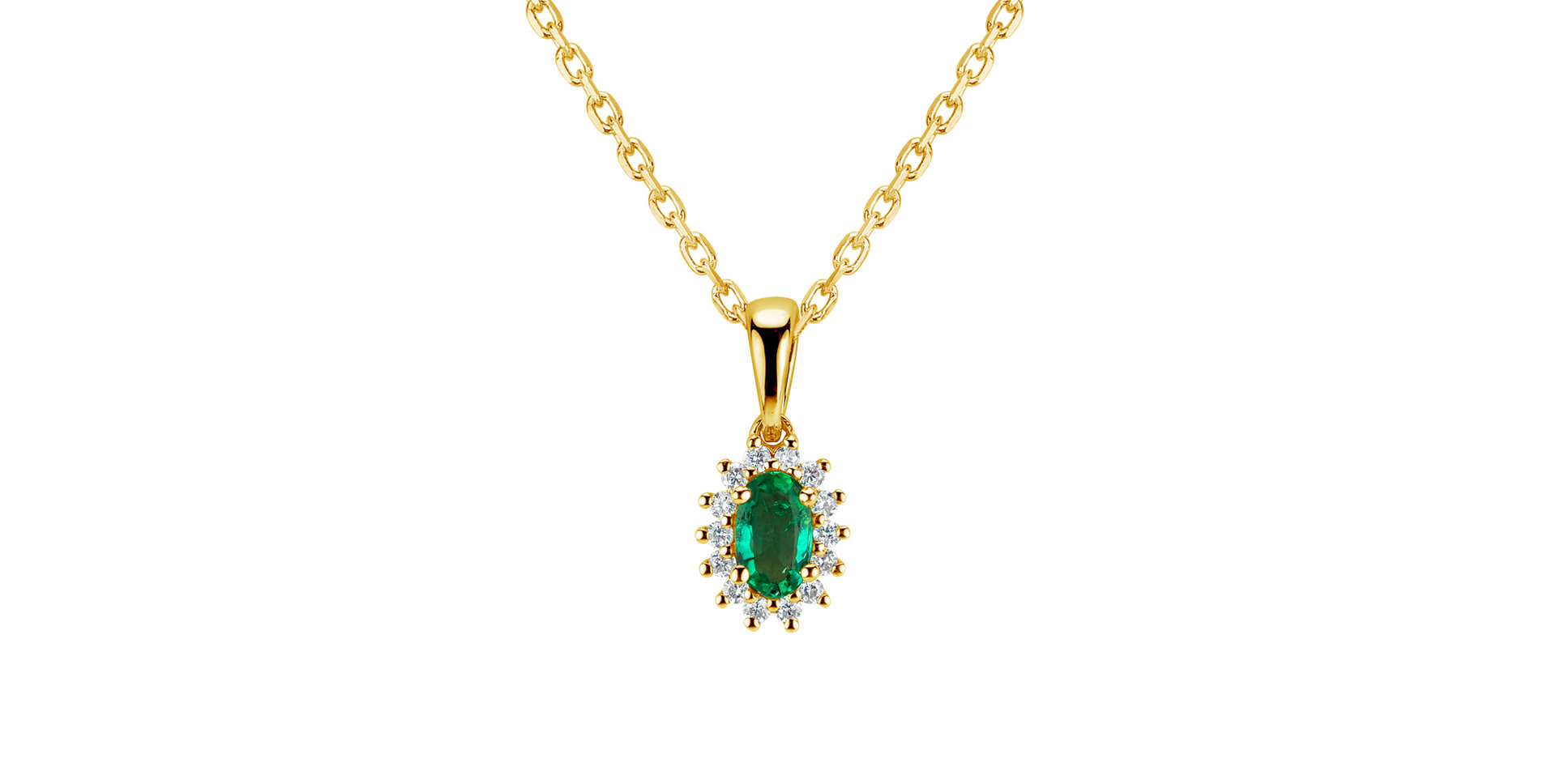 Diamond pendant with Emerald Princess