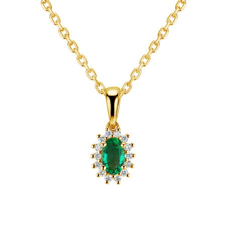 Diamond pendant with Emerald Princess