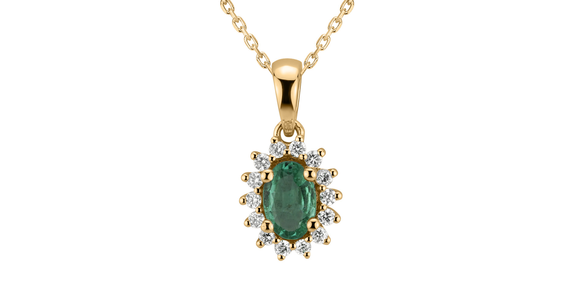 Diamond pendant with Emerald Princess