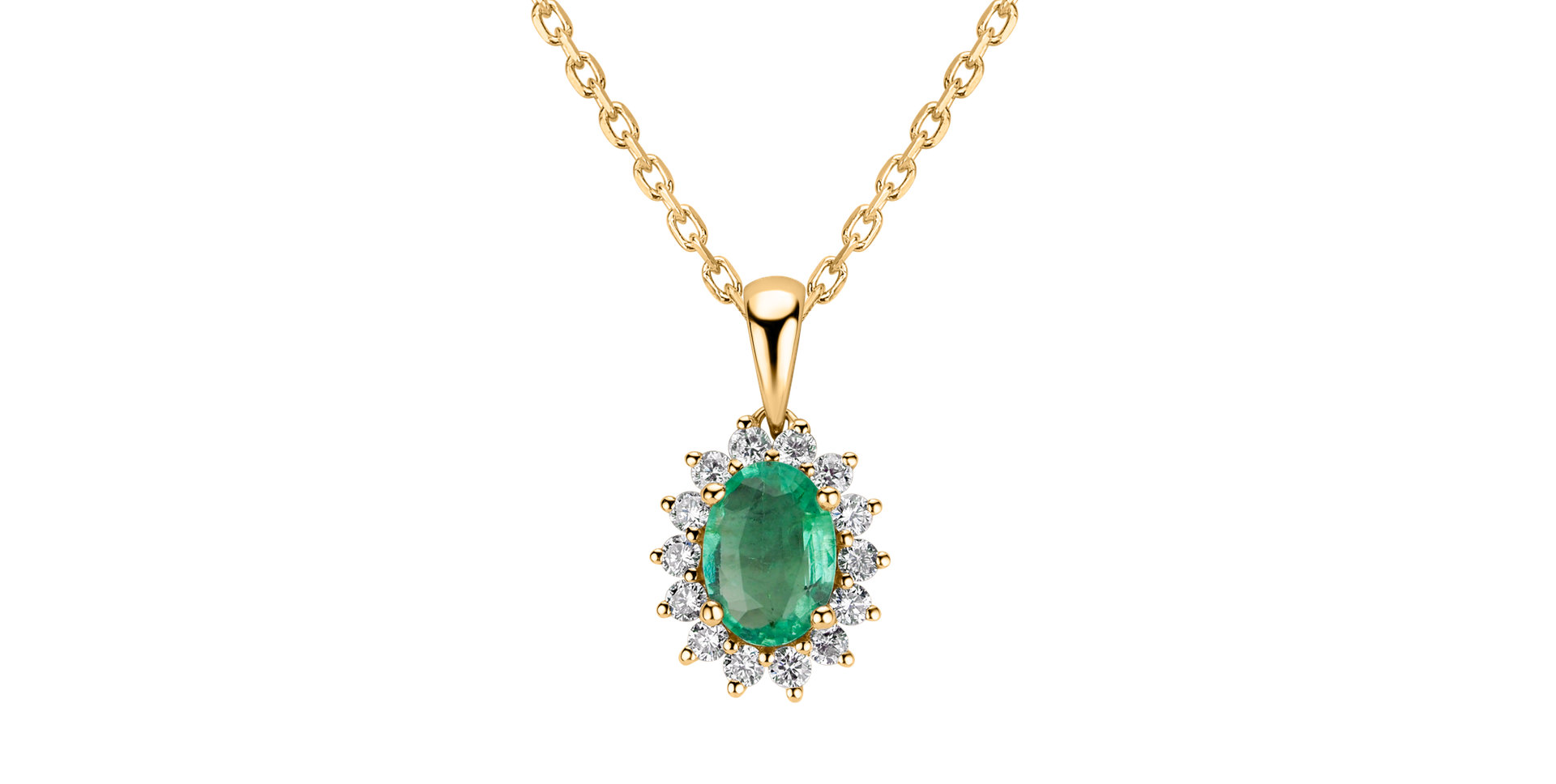 Diamond pendant with Emerald Princess