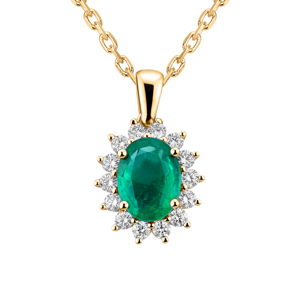 Diamond pendant with Emerald Princess