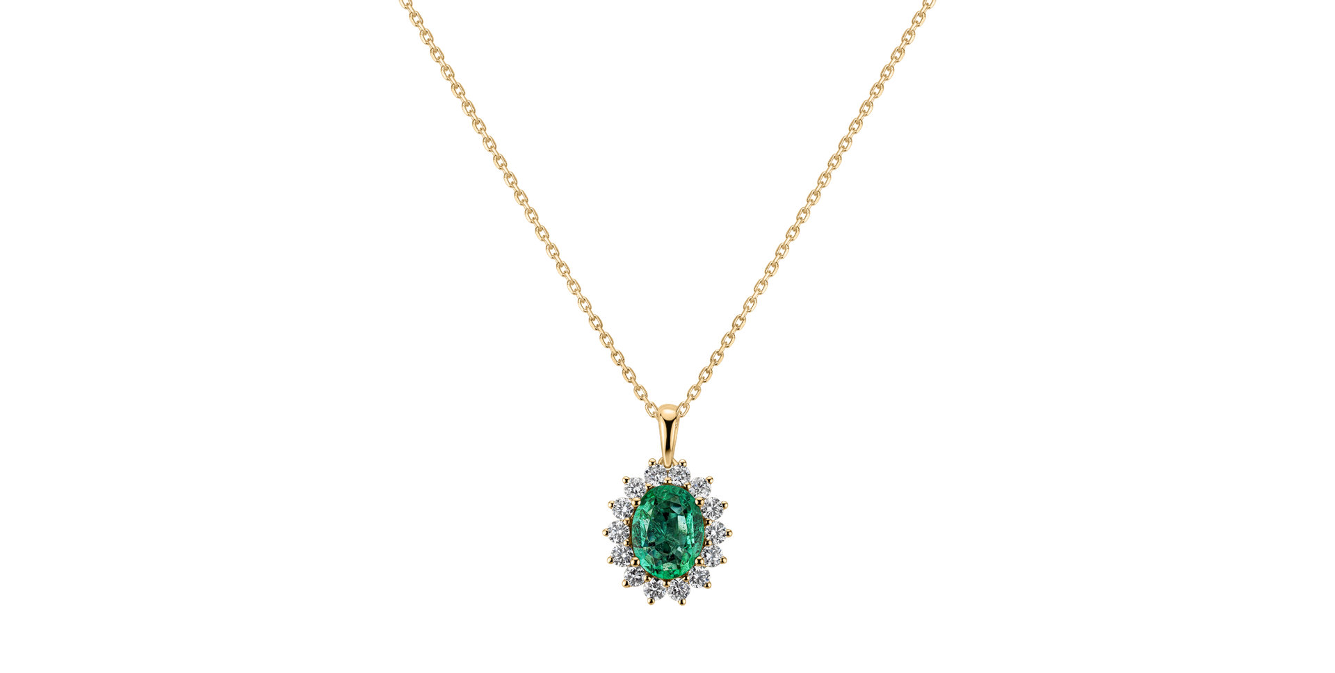 Diamond pendant with Emerald Princess
