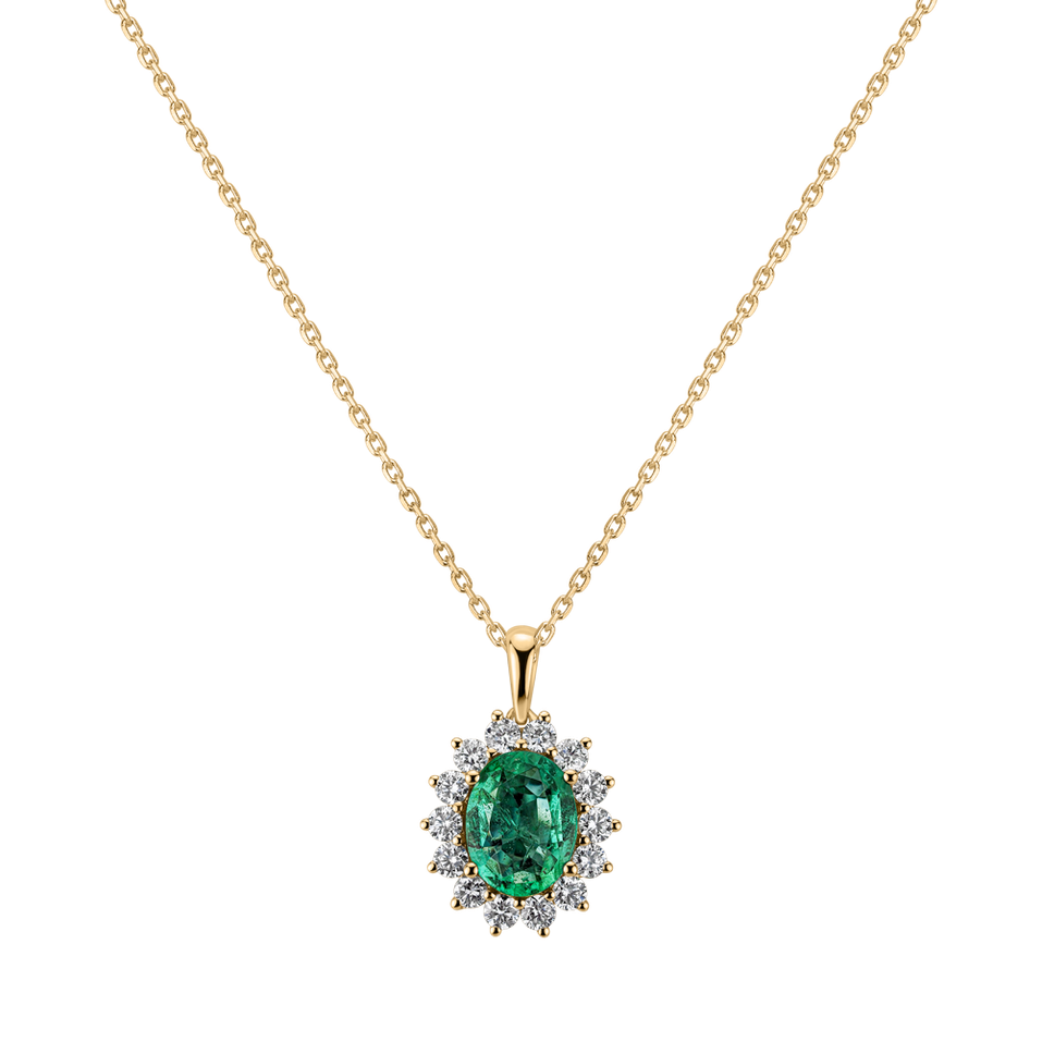 Diamond pendant with Emerald Princess