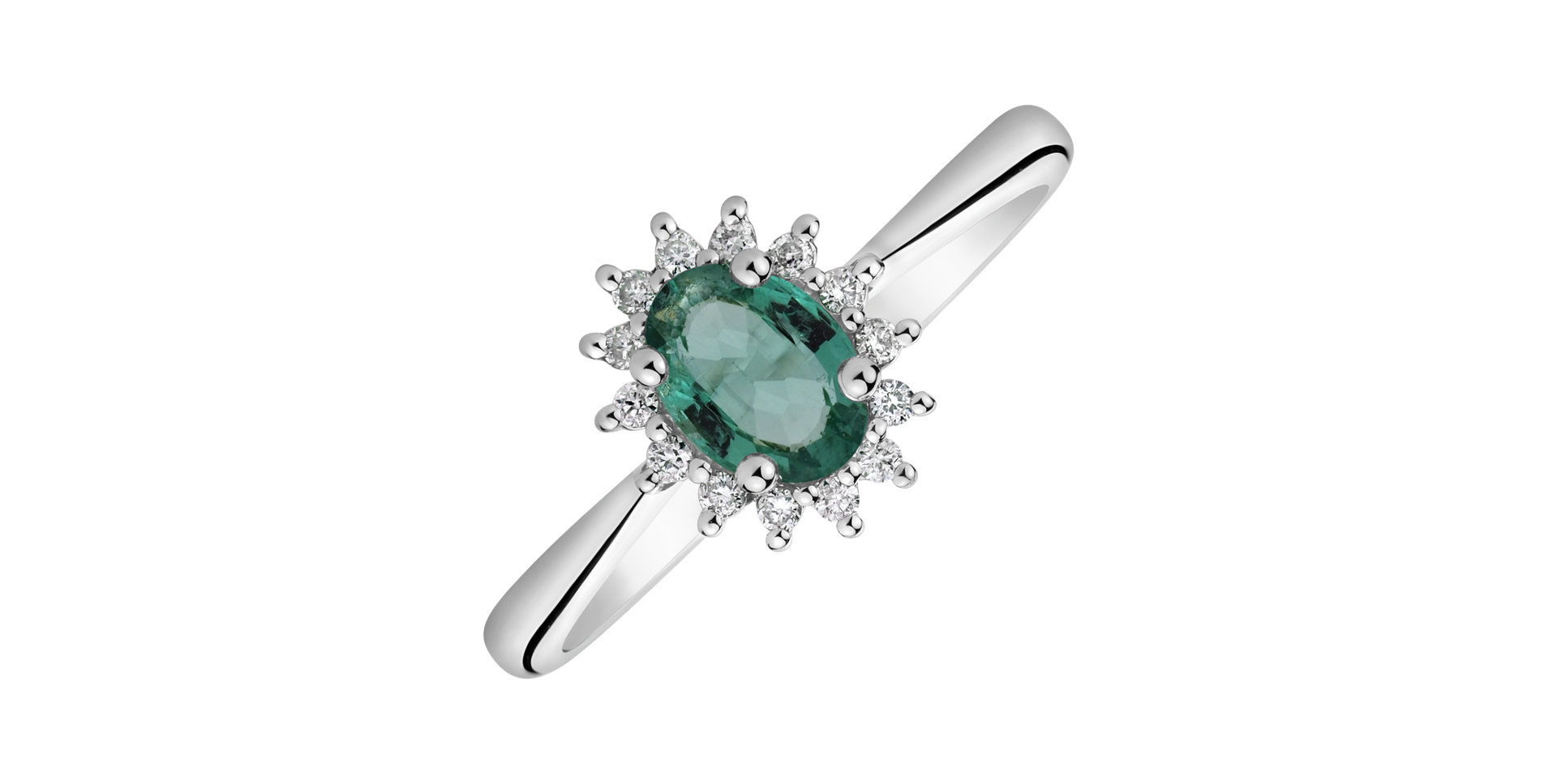 Diamond ring with Emerald Princess