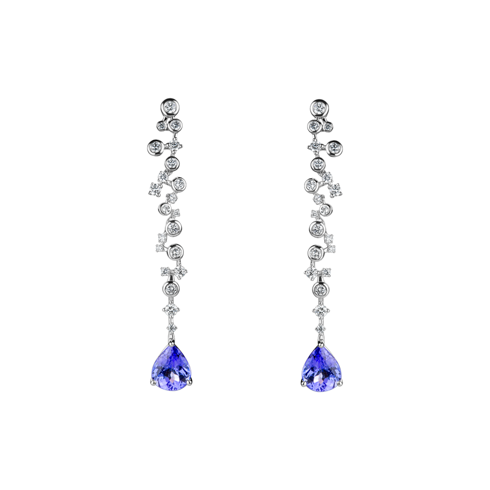 Diamond earrings with Tanzanite Tanzania Waterfall