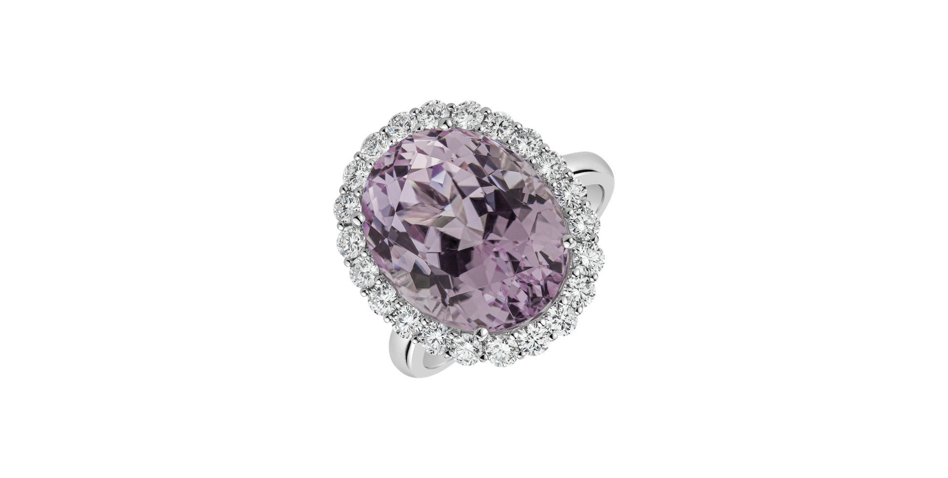Diamond ring with Kunzite Fairy Sky