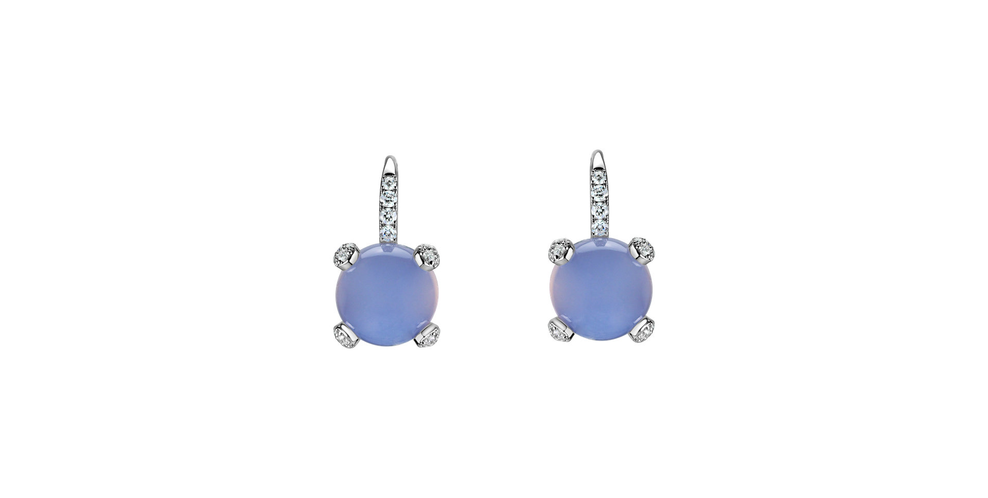 Diamond earrings with Chalcedony Royal Drops