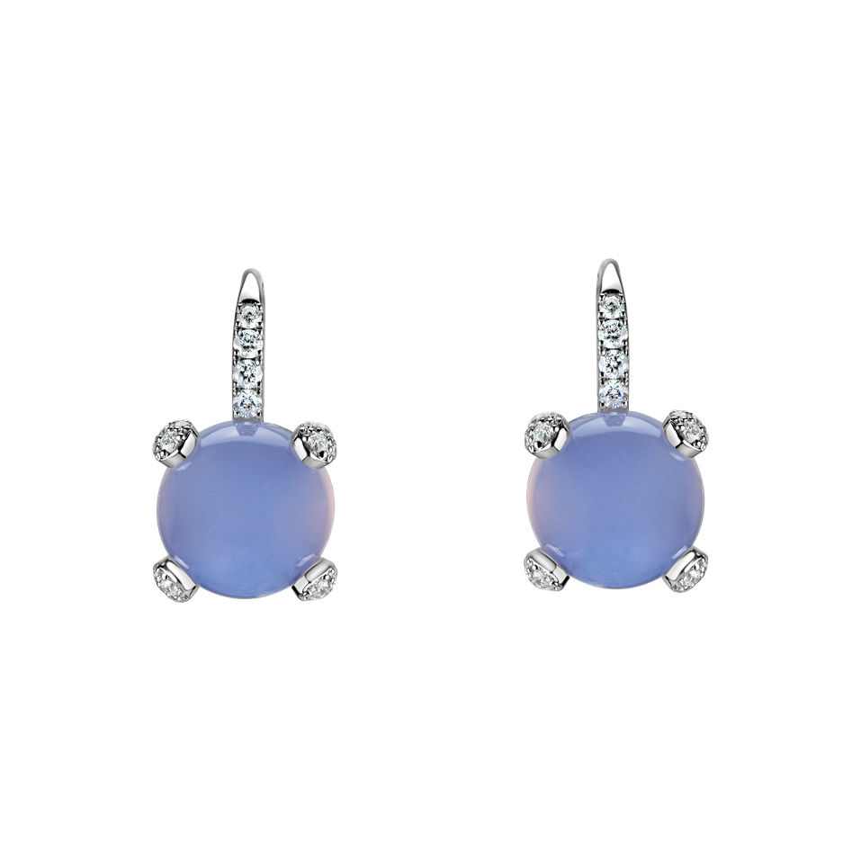 Diamond earrings with Chalcedony Royal Drops