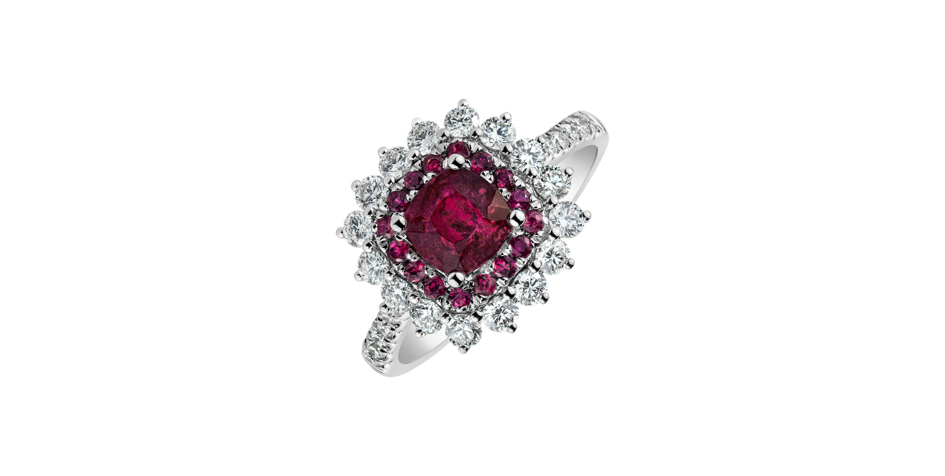 Diamond ring with Ruby Radiant Shine