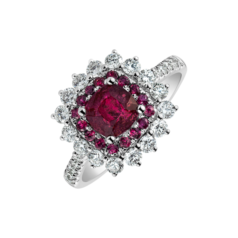 Diamond ring with Ruby Radiant Shine