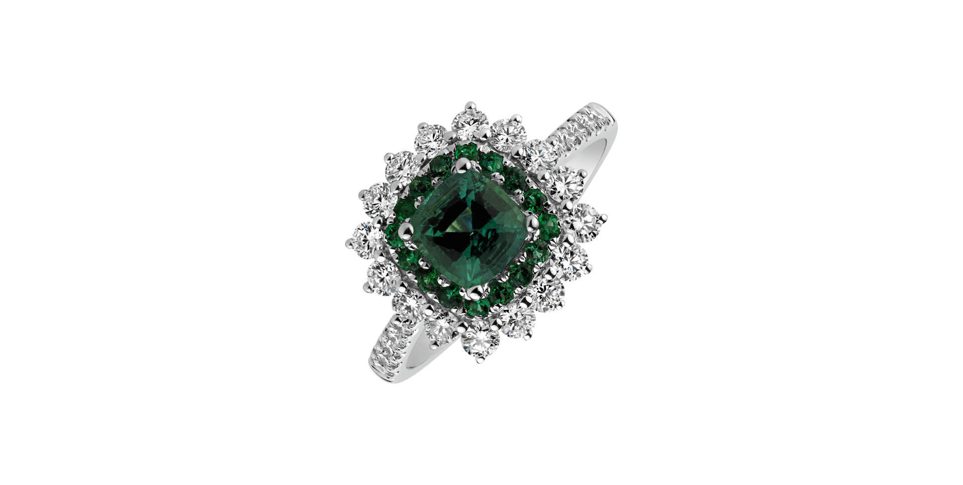 Diamond ring with Emerald Radiant Shine