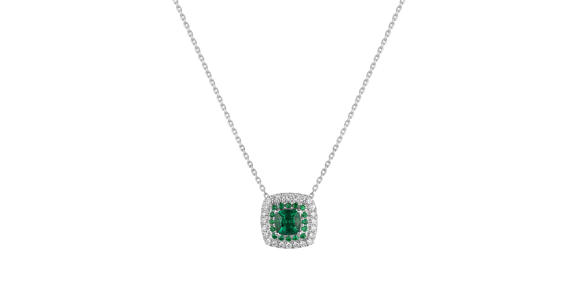 Diamond necklace with Emerald Sparkling Rise