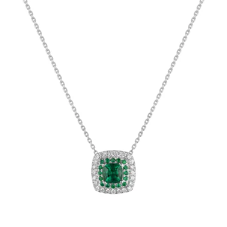 Diamond necklace with Emerald Sparkling Rise