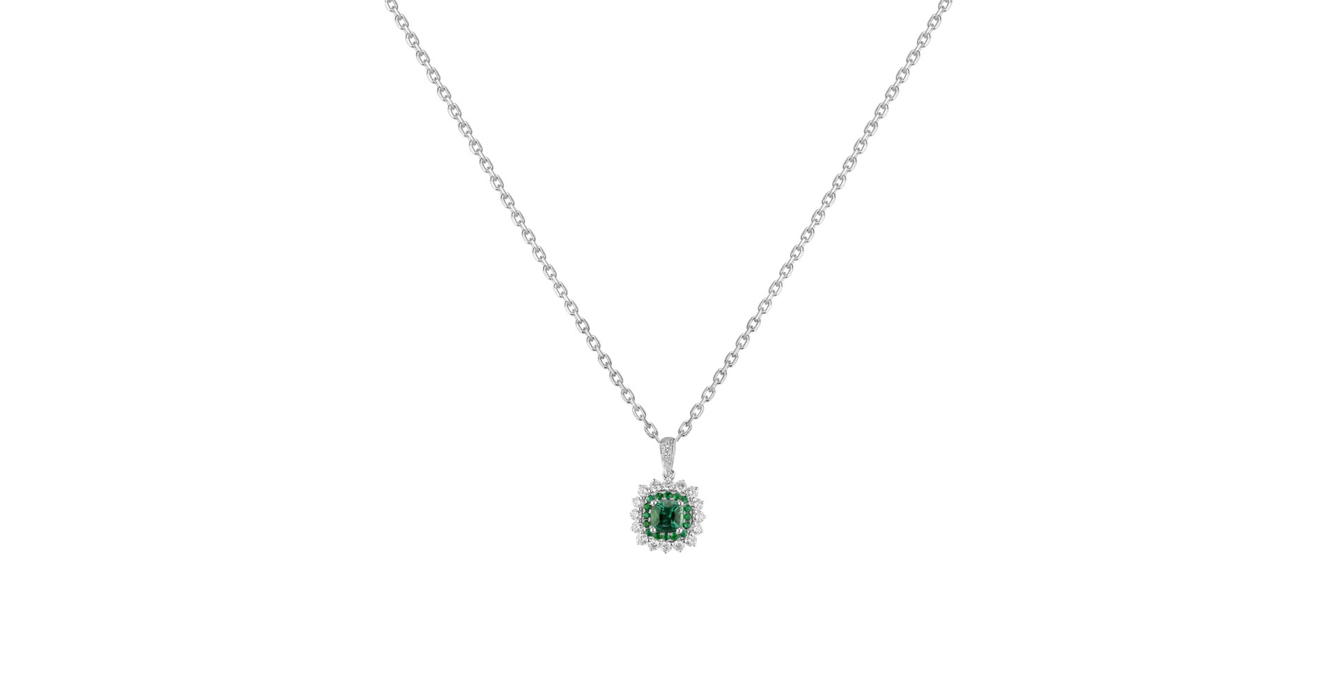 Diamond pendant with Emerald Radiant Shine