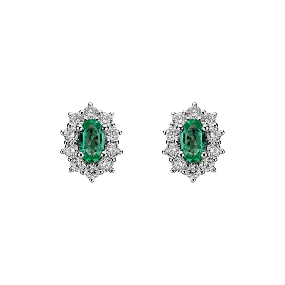 Diamond earrings with Emerald Princess Joy