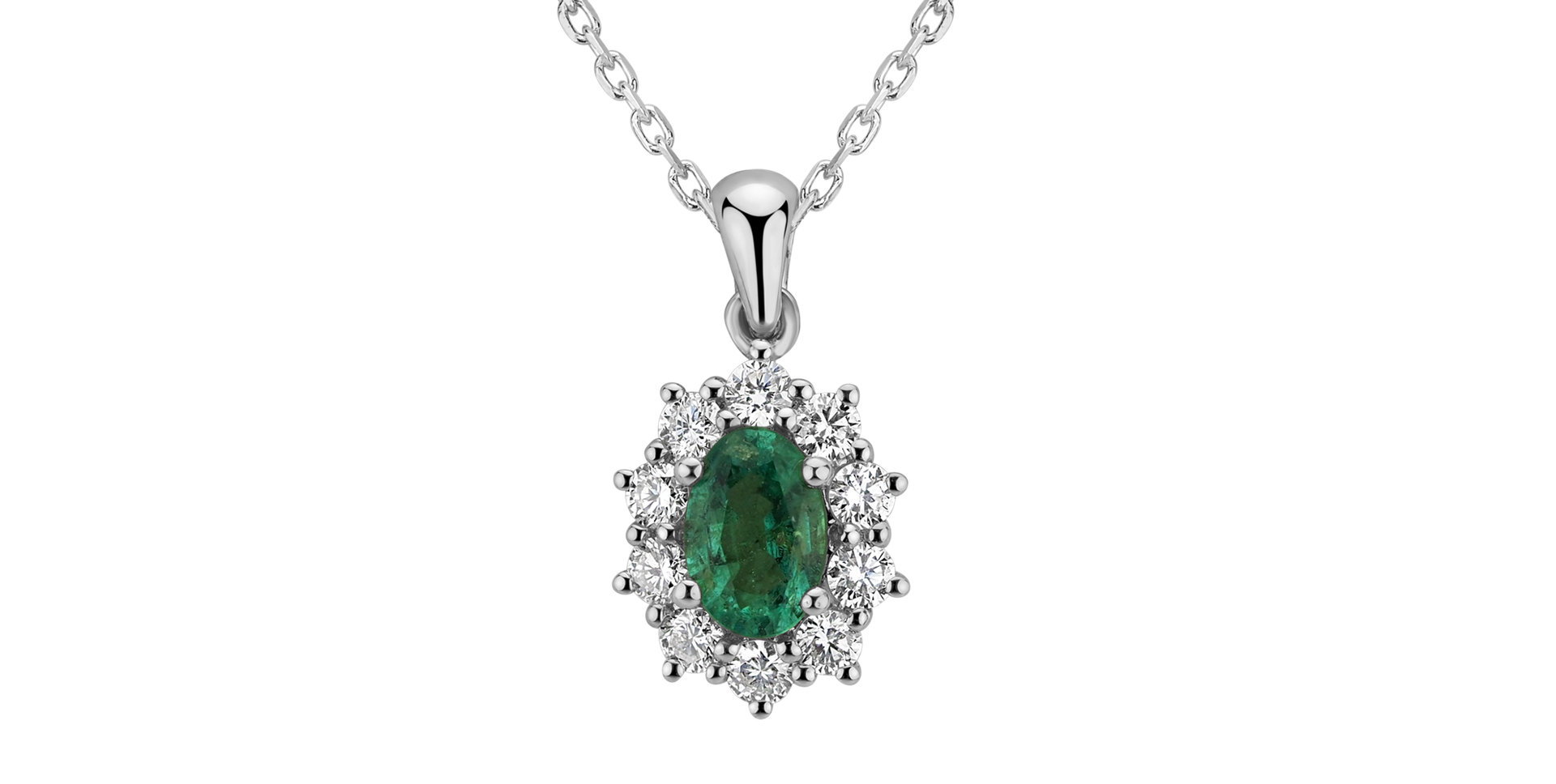 Diamond pendant with Emerald Princess
