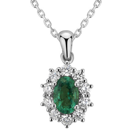 Diamond pendant with Emerald Princess