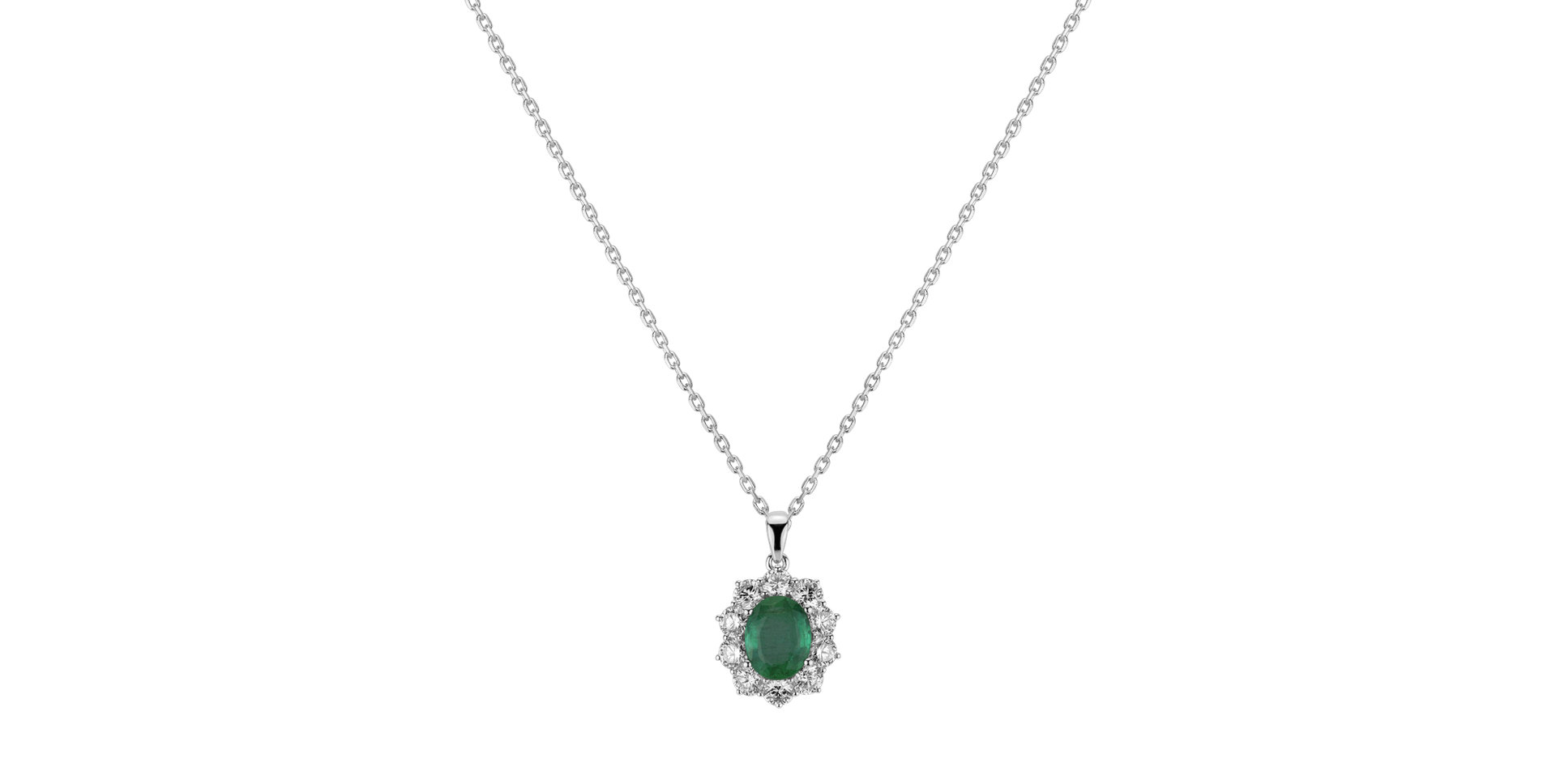 Diamond pendant with Emerald Princess