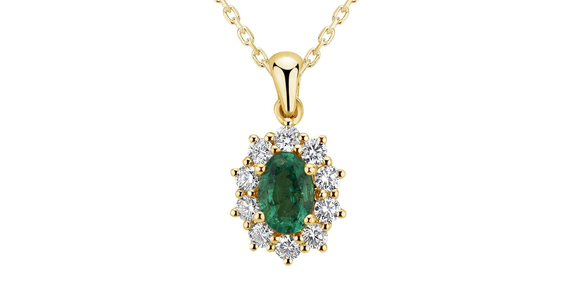 Diamond pendant with Emerald Princess