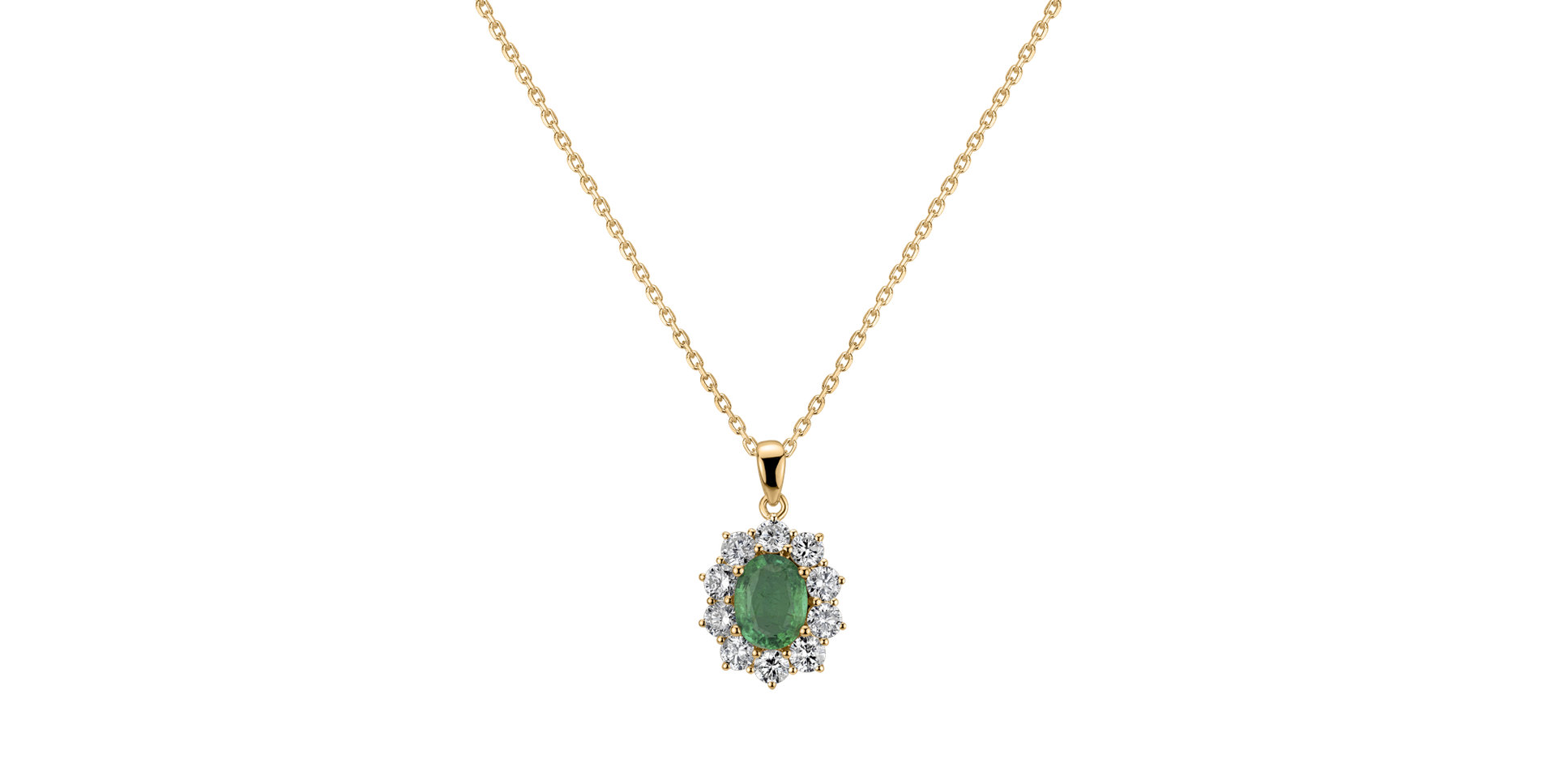 Diamond pendant with Emerald Princess