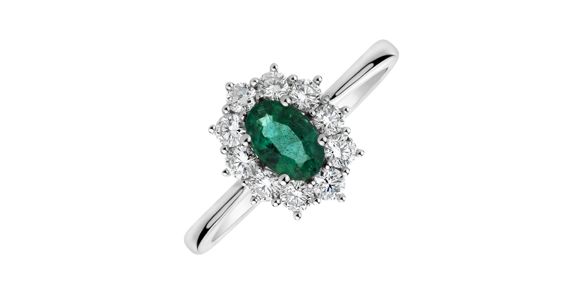Diamond ring with Emerald Princess