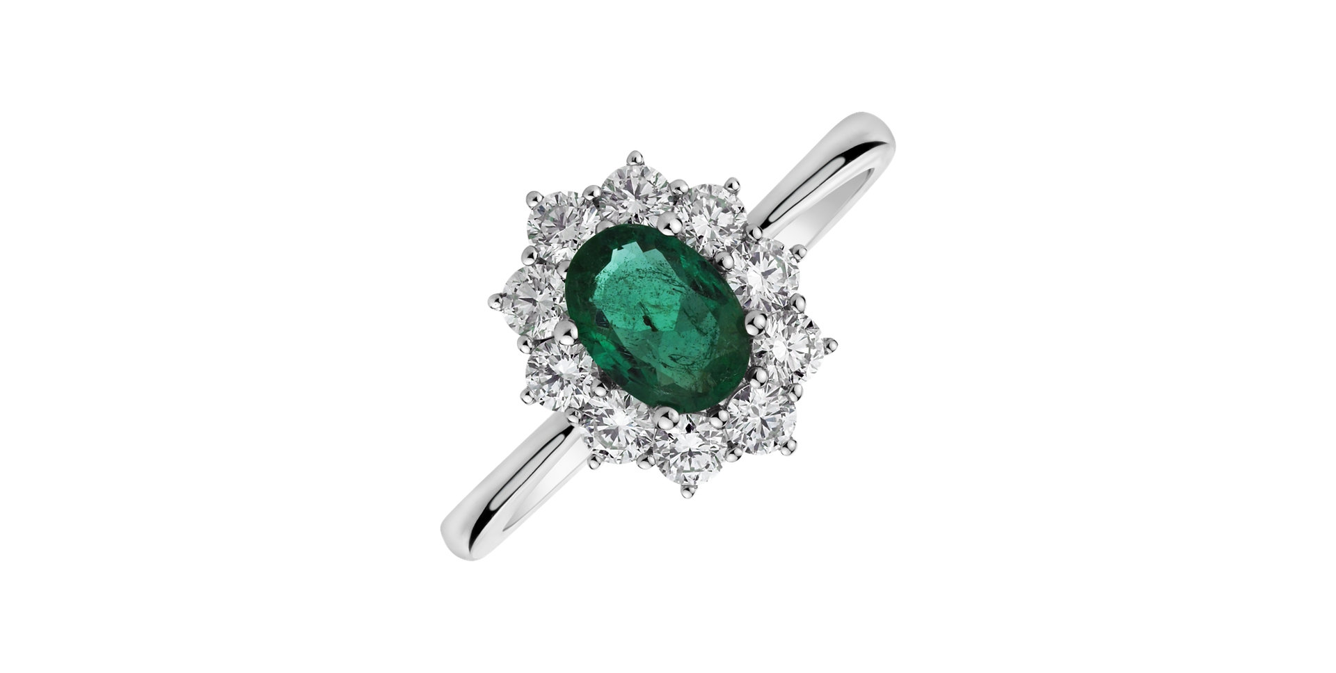 Diamond ring with Emerald Princess