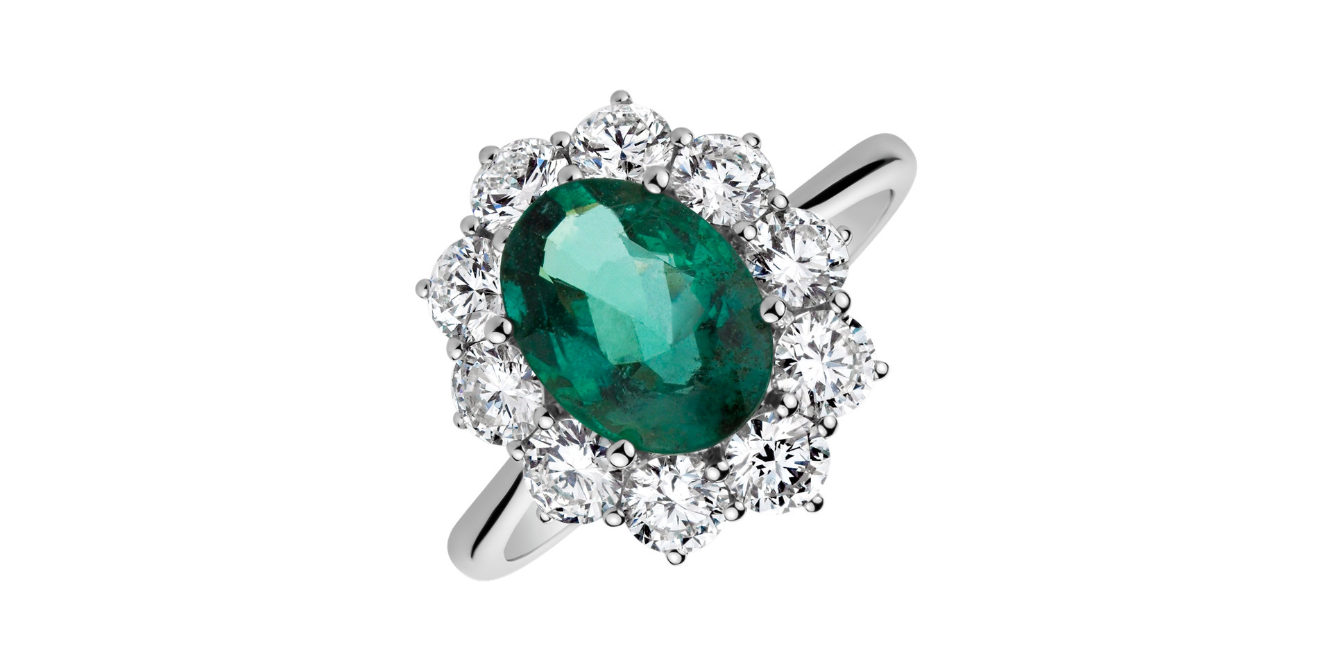 Diamond ring with Emerald Princess