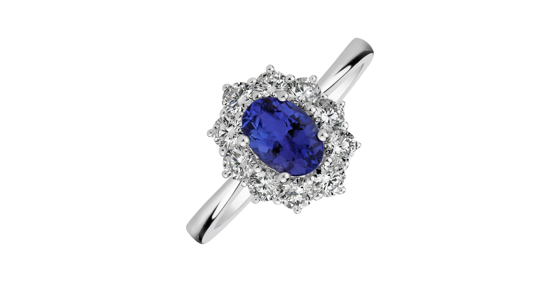 Diamond ring with Tanzanite Princess