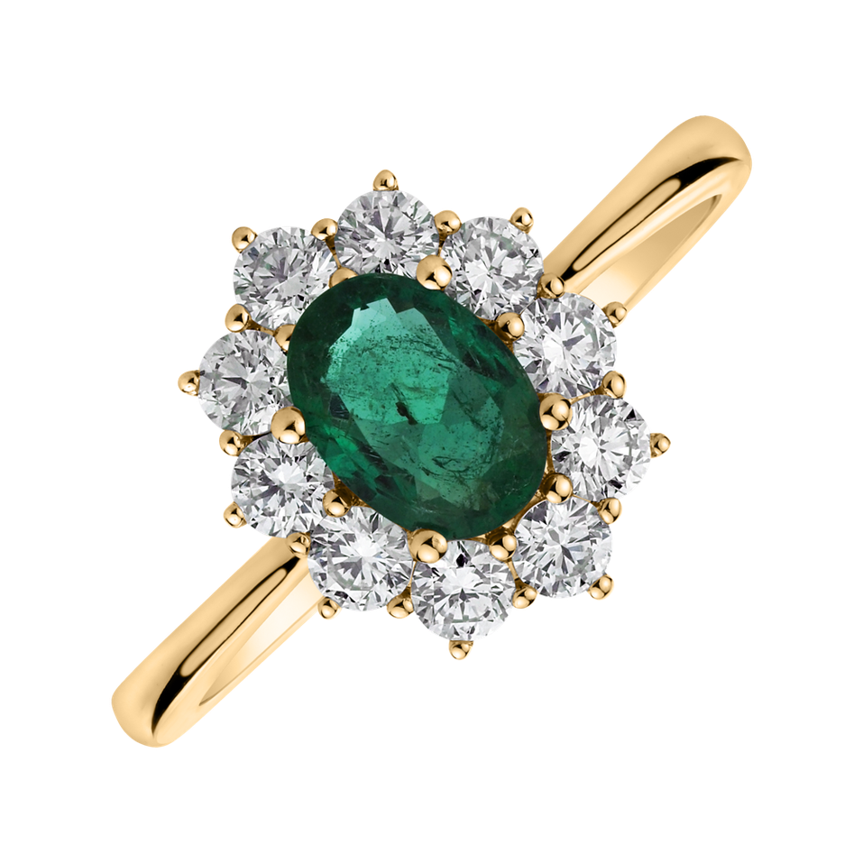 Diamond ring with Emerald Princess