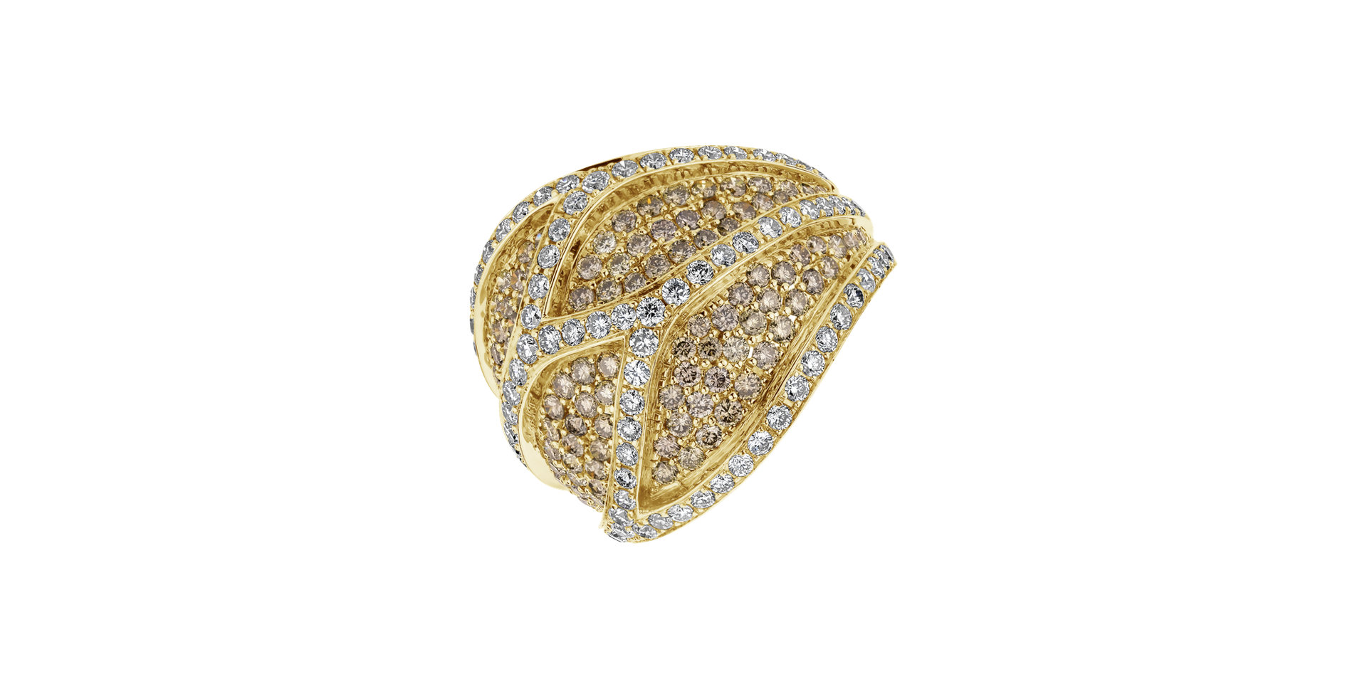 Ring with brown and white diamonds Sunny Queen