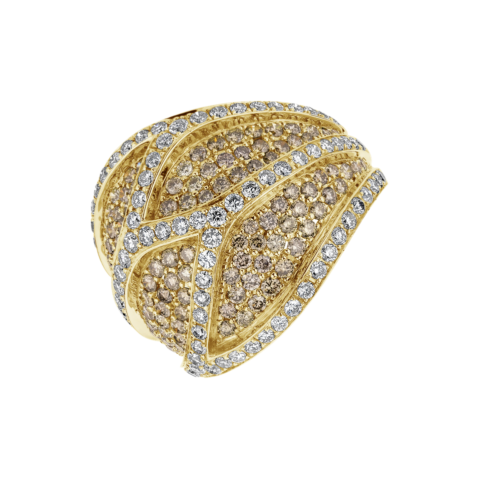 Ring with brown and white diamonds Sunny Queen