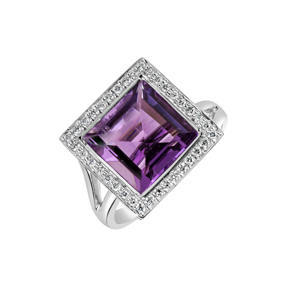 Diamond rings with Amethyst Loria